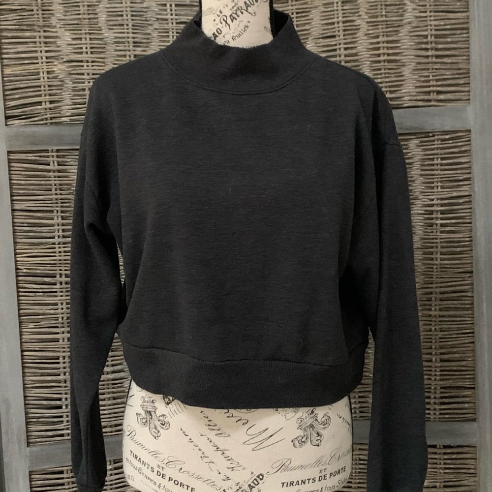Grey Turtle Neck Cropped Sweater